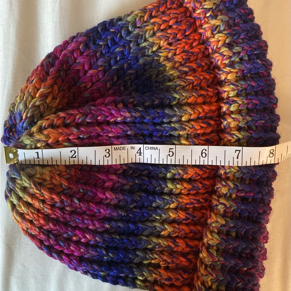 Handmade multicolor knit beanie hat for adults for winter - Picture 7 of 8